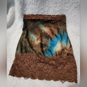 Vanity Brown and blue laced waist tube top. With sequins Size Med. NO FLAWS